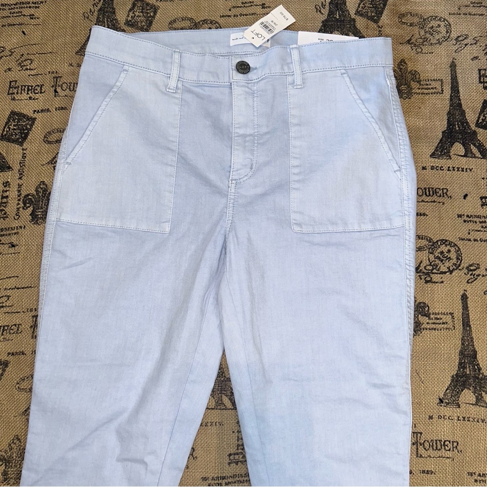 Loft NWT! Light Blue Pockets Skinny Crop Pants  Size 29 - Picture 7 of 16